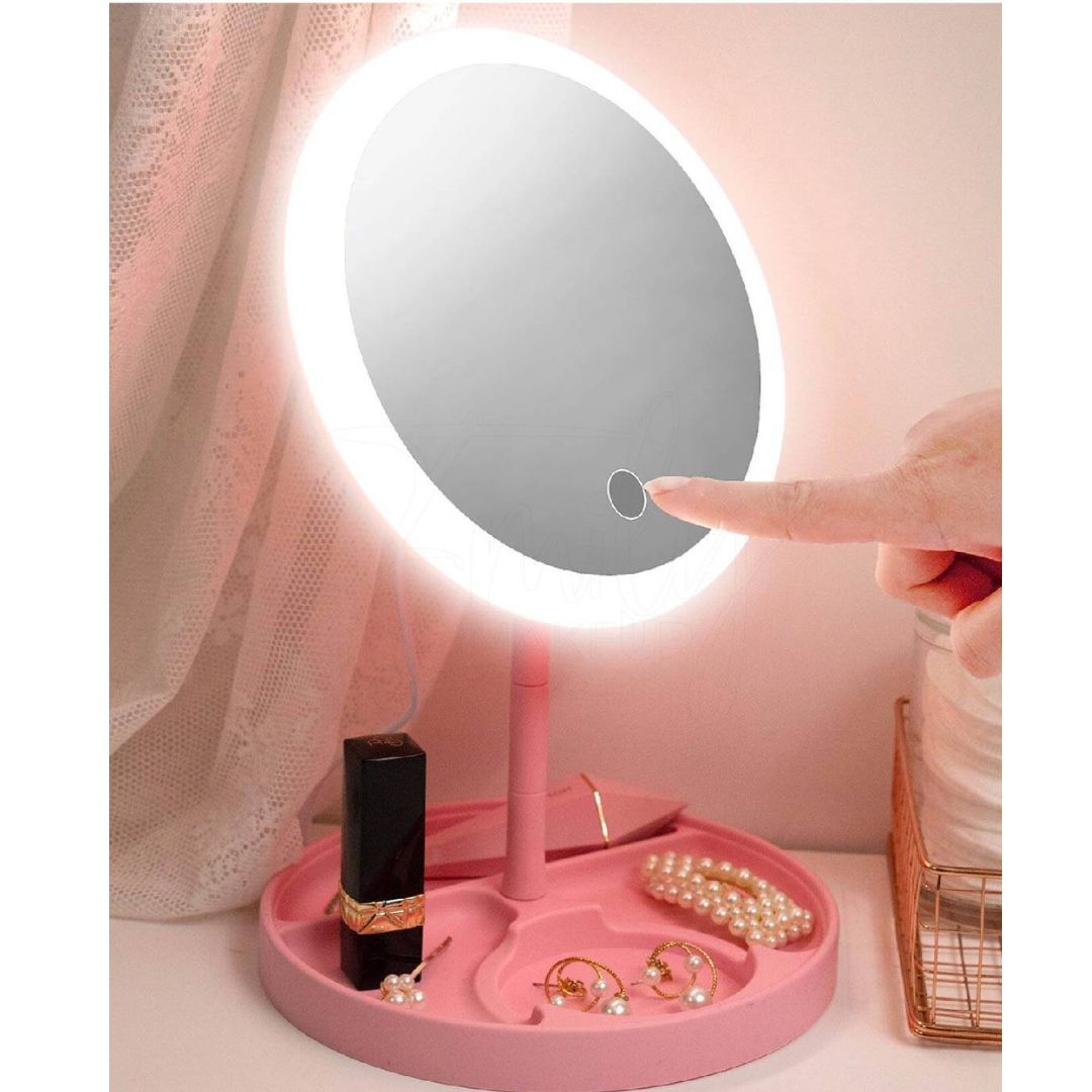 Miroir de maquillage de bureau avec lampe