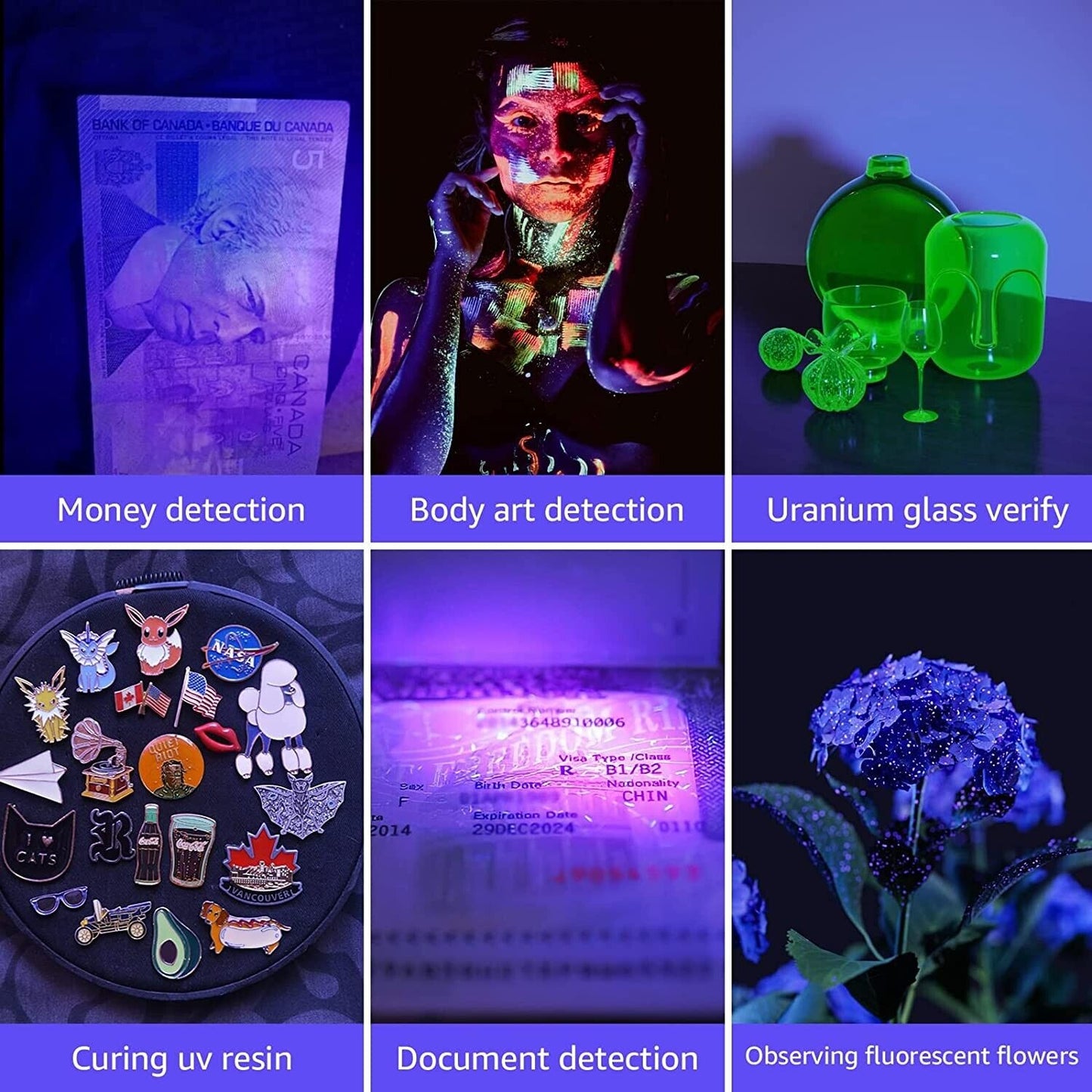 lampe de poche UV 21LED en alliage d'aluminium détecteur des scorpions et faux billet - المصباح بالأشعة فوق البنفسجية كاشف للعقارب والعملات المزورة