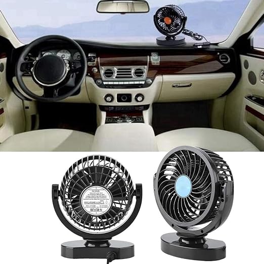 Ventilateur électrique 12V pour tableau de bord de voiture, rotatif à 360 degrés