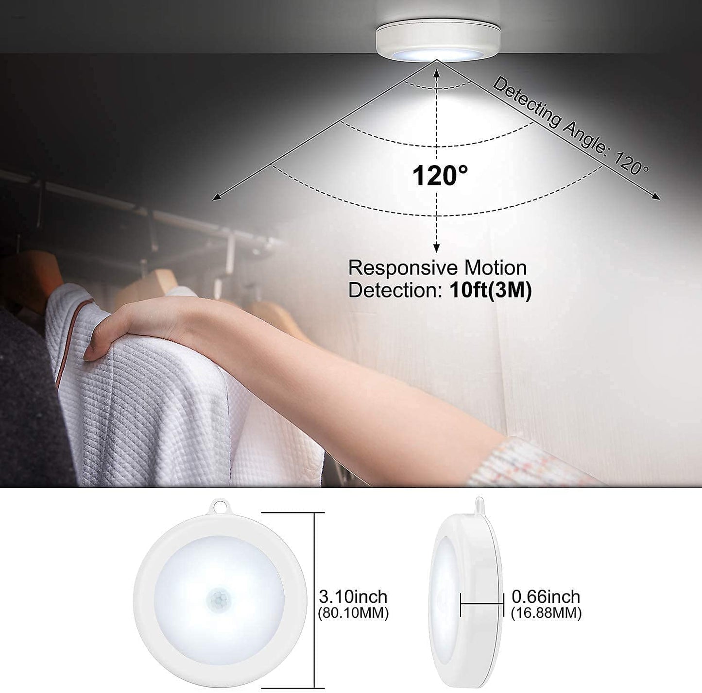 Lampe LED intelligente à capteur de mouvement sans fil Rechargeable + Mini Poubelle de Voiture Parfaite pour Placer des Ordures