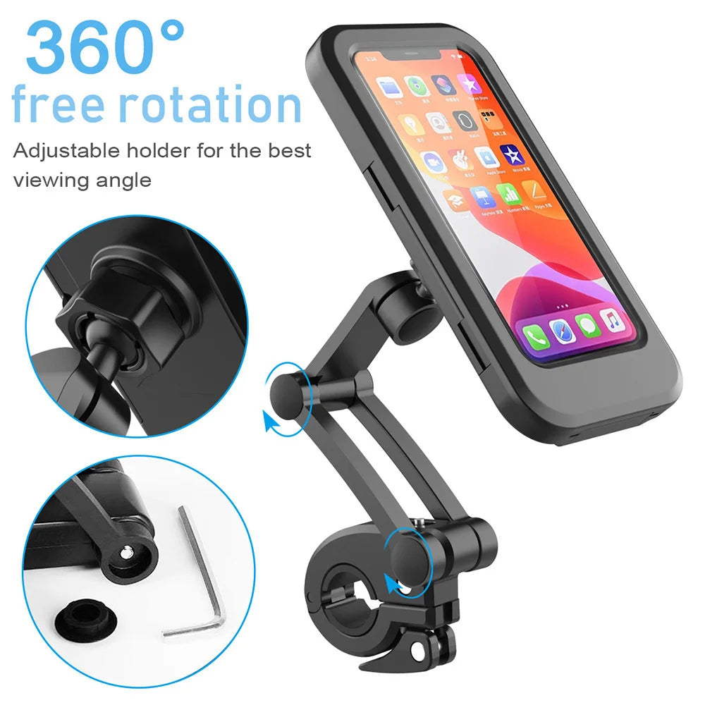 Support de téléphone portable étanche pour vélo moto réglable à 360 °