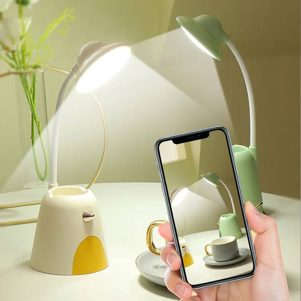 Lampe de Bureau Mignonne avec Porte-stylo Rechargeable USB