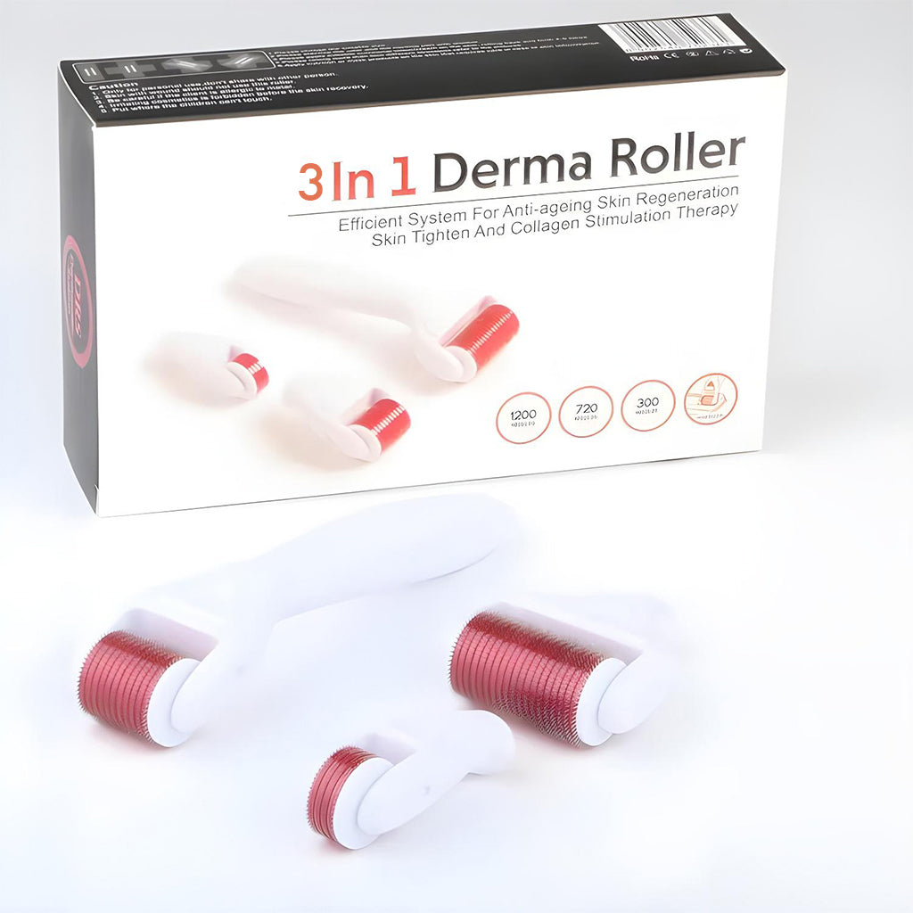 Rouleau Derma 3 en 1 Aiguilles en alliage inoxydable Avec 3 têtes