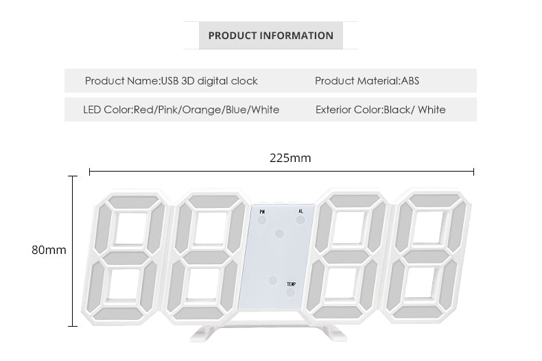 Horloge Murale numérique LED 3D