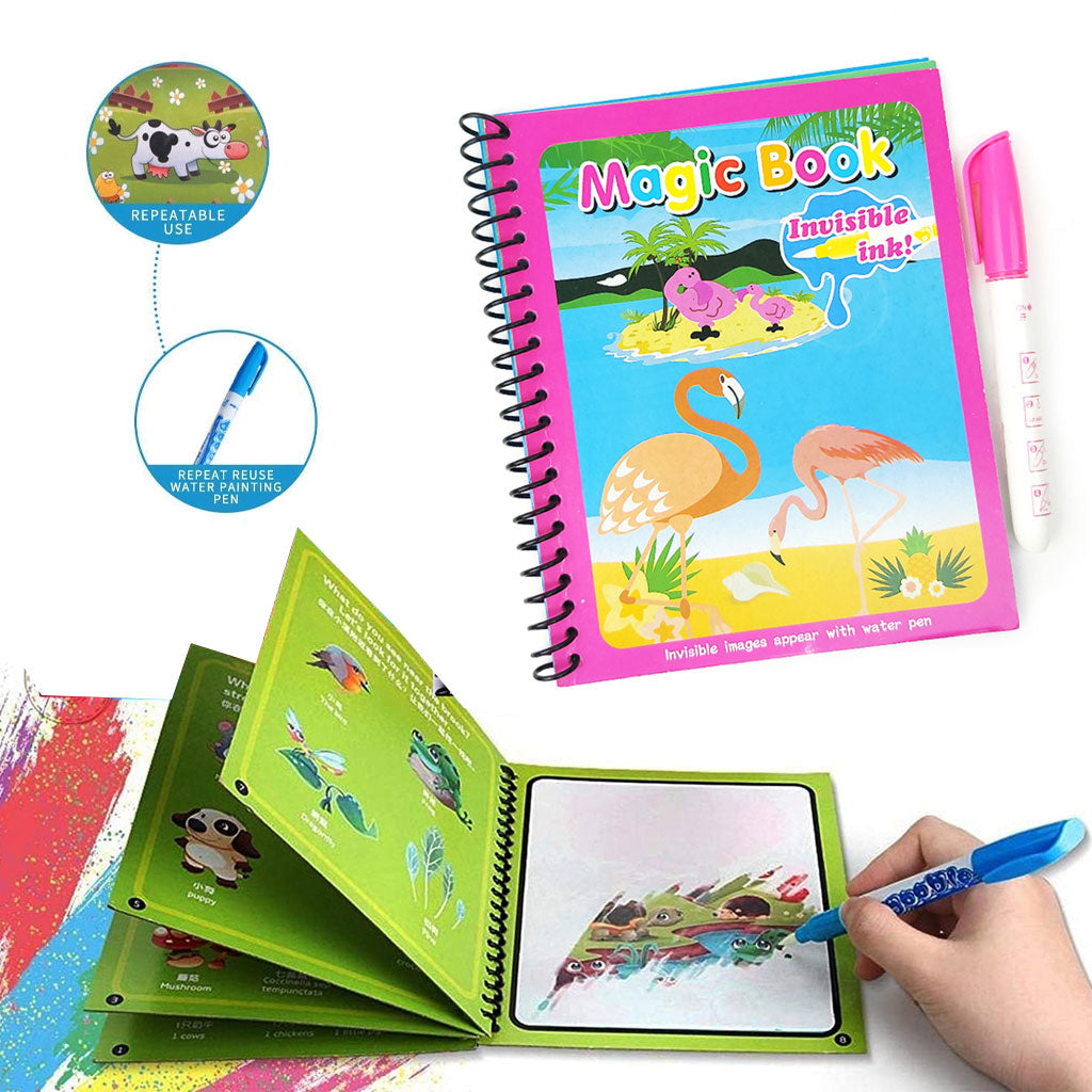 Magic Book réutilisable avec des dessins animés pour enfants et un stylo à eau