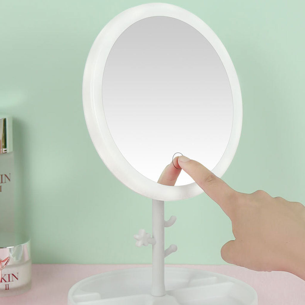 Miroir cosmétique avec lumière LED en forme Rond Rechargeable