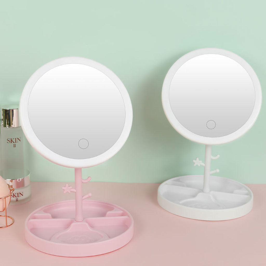 Miroir cosmétique avec lumière LED en forme Rond Rechargeable