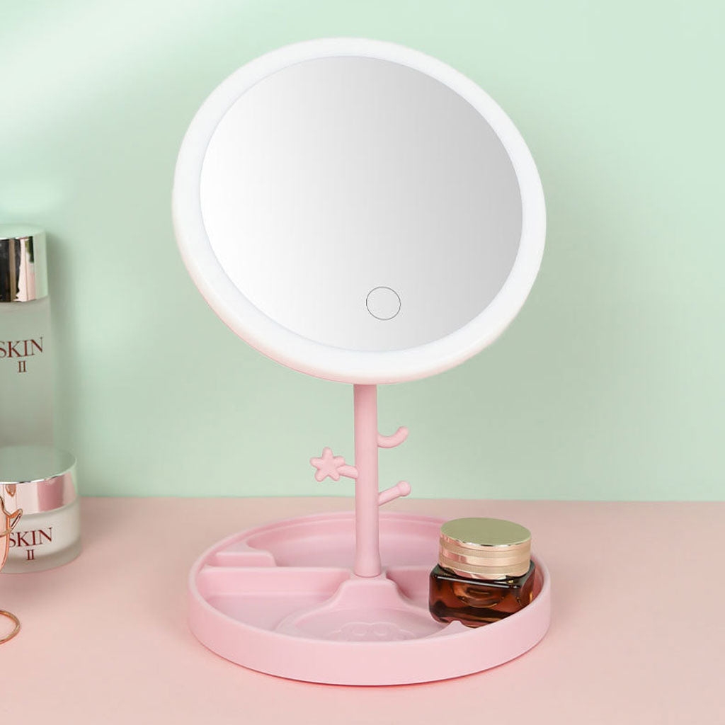 Miroir cosmétique avec lumière LED en forme Rond Rechargeable