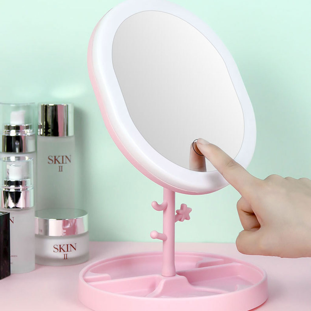 Miroir cosmétique avec lumière LED en forme Rond Rechargeable