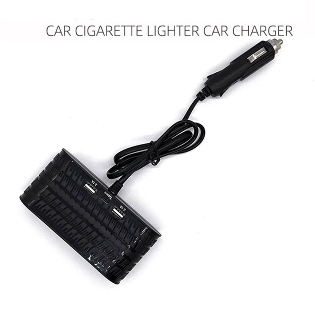 OLESSON 1654 Chargeur de Voiture 4 Sockets Lighter Cigarette 2 Adaptateur de Charge USB + 1 Type-C