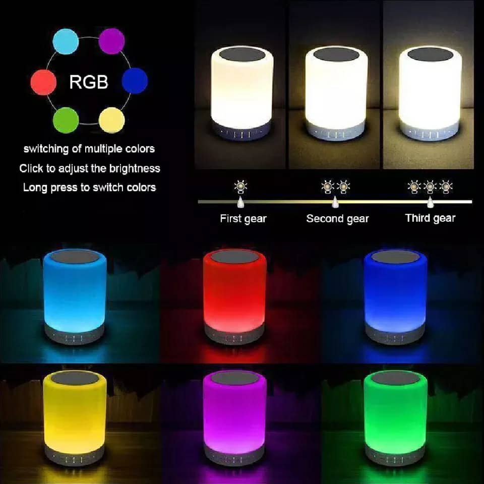 Haut-parleur Bluetooth + veilleuse tactile LED colorée /AUX / TF CART/USB