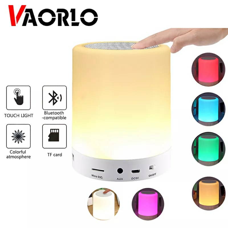 Haut-parleur Bluetooth + veilleuse tactile LED colorée /AUX / TF CART/USB