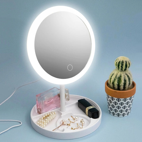 Miroir de maquillage de bureau avec lampe