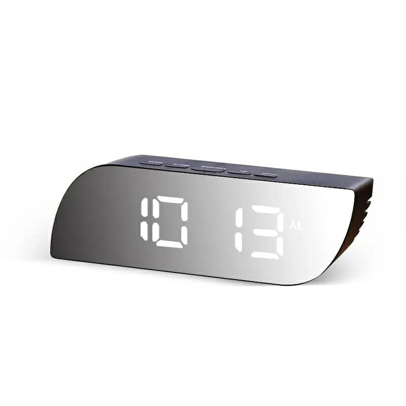 Réveil numérique intelligent horloge à affichage numérique miroir avec lumière LED