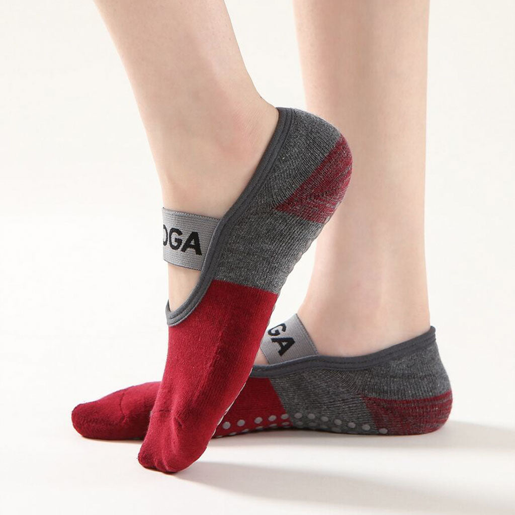 Paires Chaussettes de Yoga pour Femme Antidérapantes