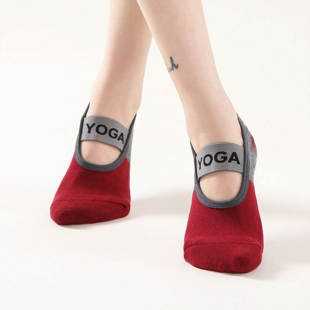 Paires Chaussettes de Yoga pour Femme Antidérapantes