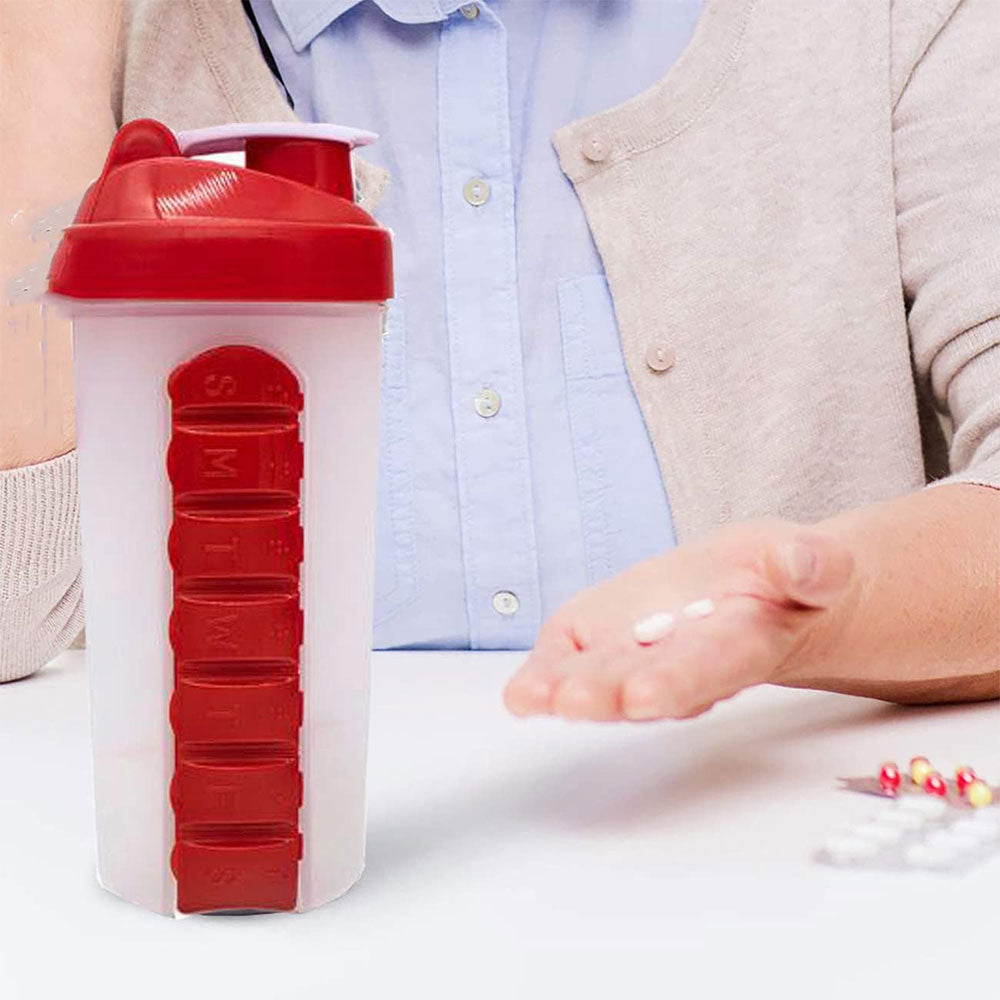 Shaker Cup Bouteille en plastique avec boîtes à pilules pour sportif