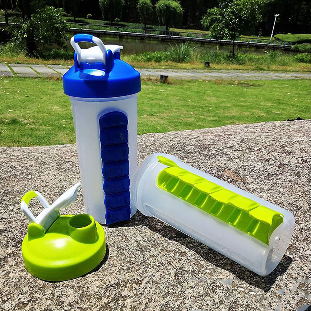 Shaker Cup Bouteille en plastique avec boîtes à pilules pour sportif