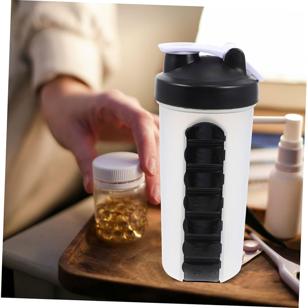 Shaker Cup Bouteille en plastique avec boîtes à pilules pour sportif