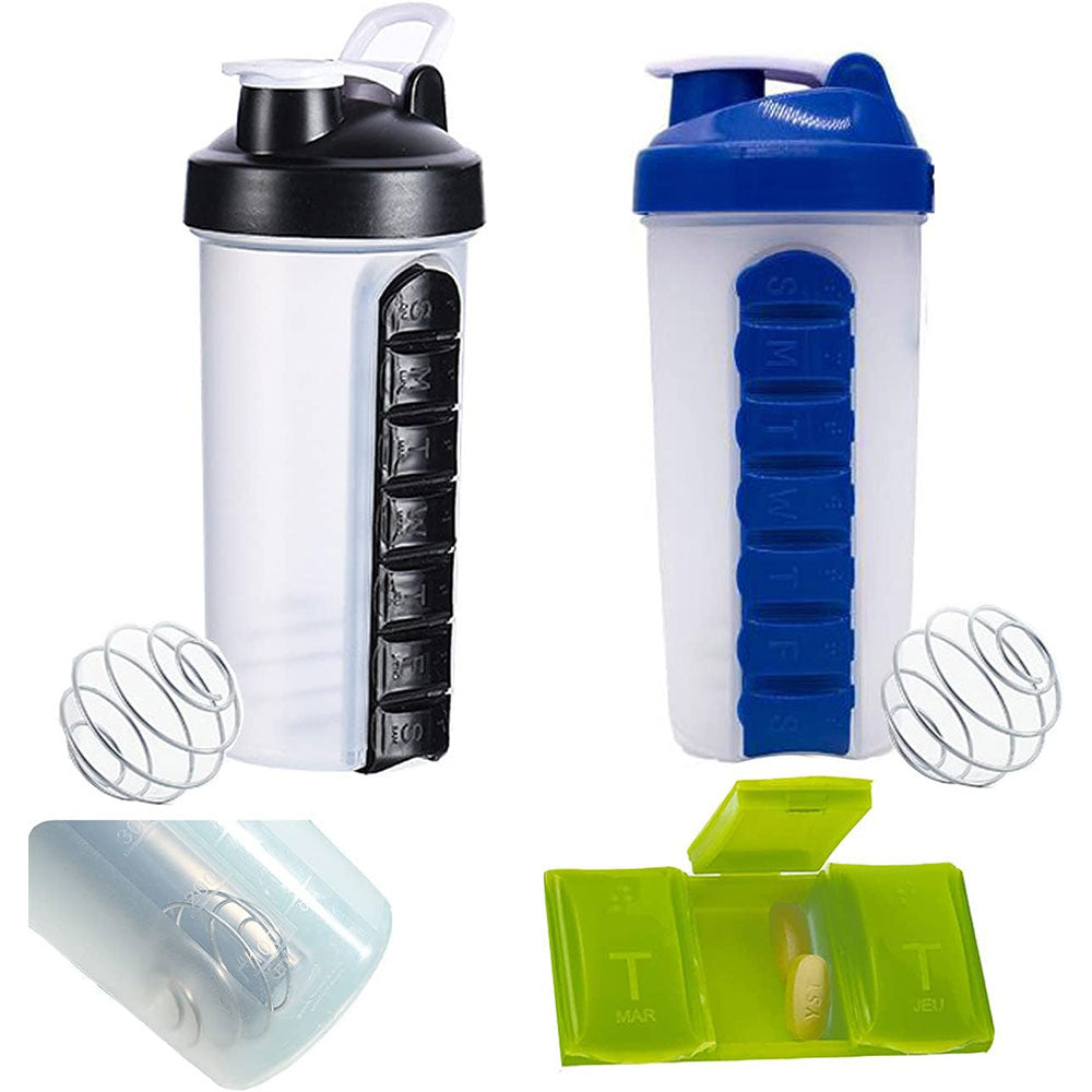 Shaker Cup Bouteille en plastique avec boîtes à pilules pour sportif