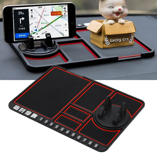 Support de téléphone antidérapant 4en1 Multifonctionnel en Silicone pour Tableau de Bord de Voiture - حامل هاتف لوحة سيارة من السيليكون متعدد الوظائف