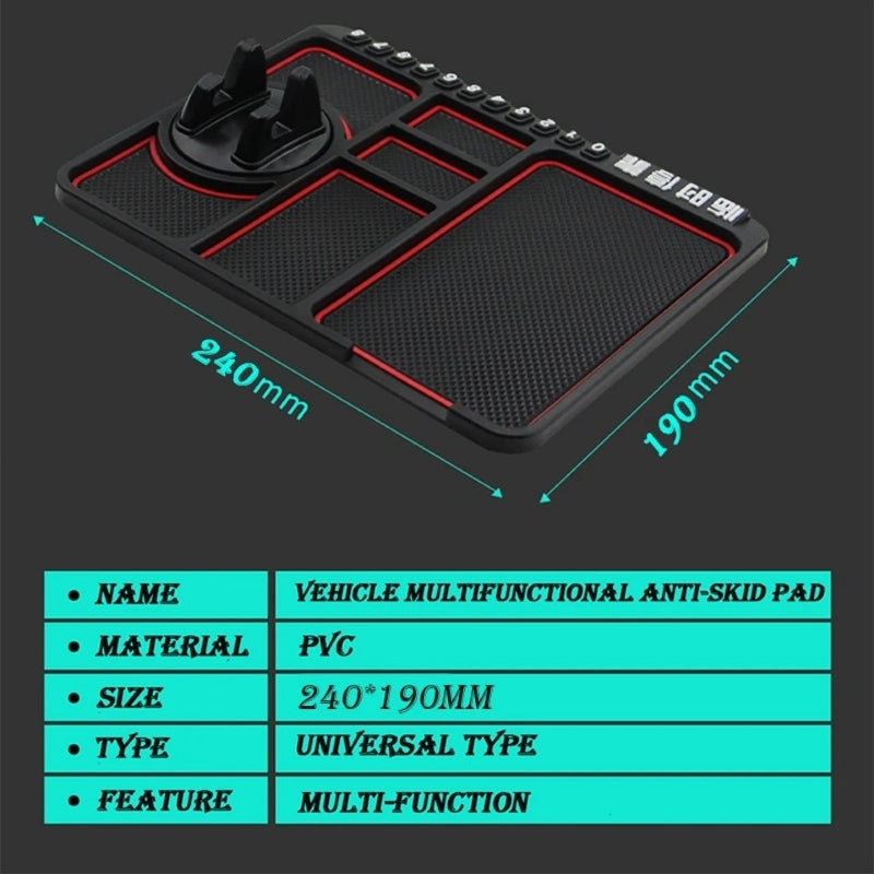 Support de téléphone antidérapant 4en1 Multifonctionnel en Silicone pour Tableau de Bord de Voiture - حامل هاتف لوحة سيارة من السيليكون متعدد الوظائف