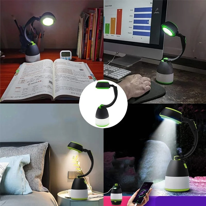 Lampe de poche 3 en 1 , bureau et camping 180 réglable , 3 modes, rechargeable avec fonction batterie externe