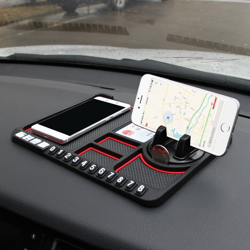 Support de téléphone antidérapant 4en1 Multifonctionnel en Silicone pour Tableau de Bord de Voiture - حامل هاتف لوحة سيارة من السيليكون متعدد الوظائف