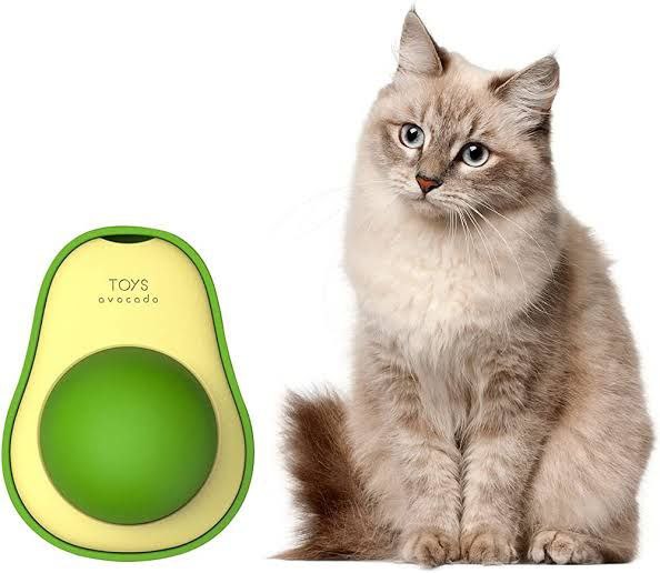 Boule murale en forme d'avocat et d'herbe à chat, jouets à lécher comestibles, friandises rotatives pour chaton, 360