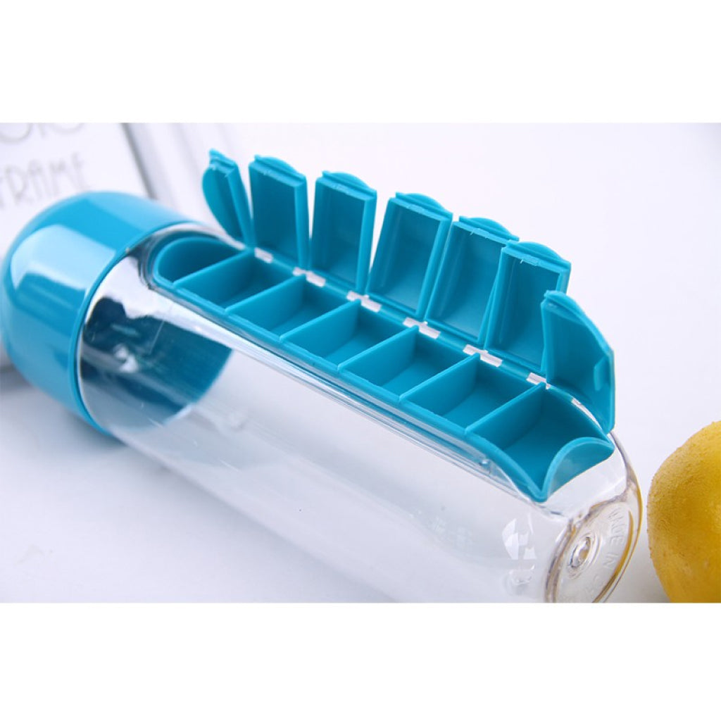 Organisateur de médicaments et bouteille d'eau portable 600ML