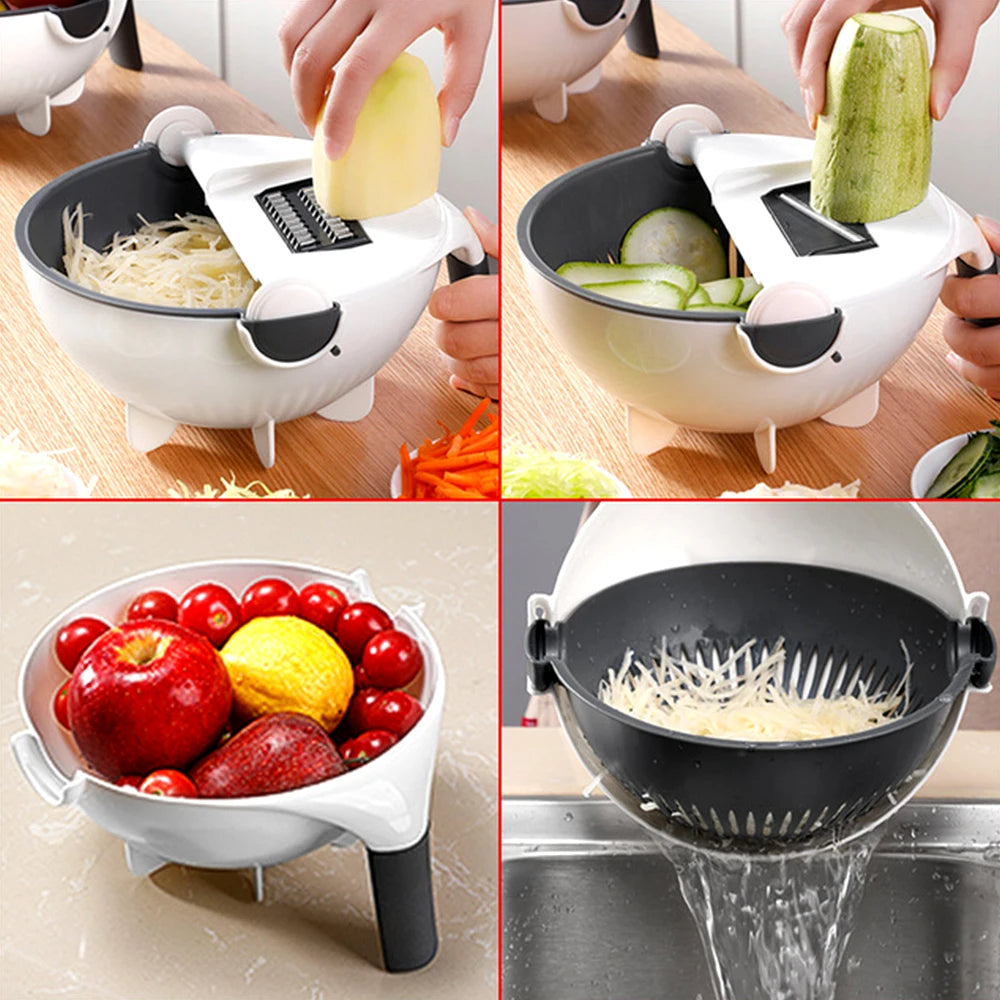 Pot Coupe-Légumes 9in1 Multifonction Avec Panier De Vidange + Éplucheur V2