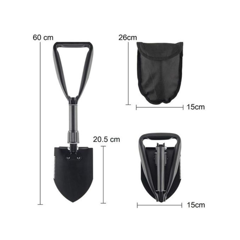 Pelle multifonction pliable avec sac de rangement ,outil de jardin , camping et urgences